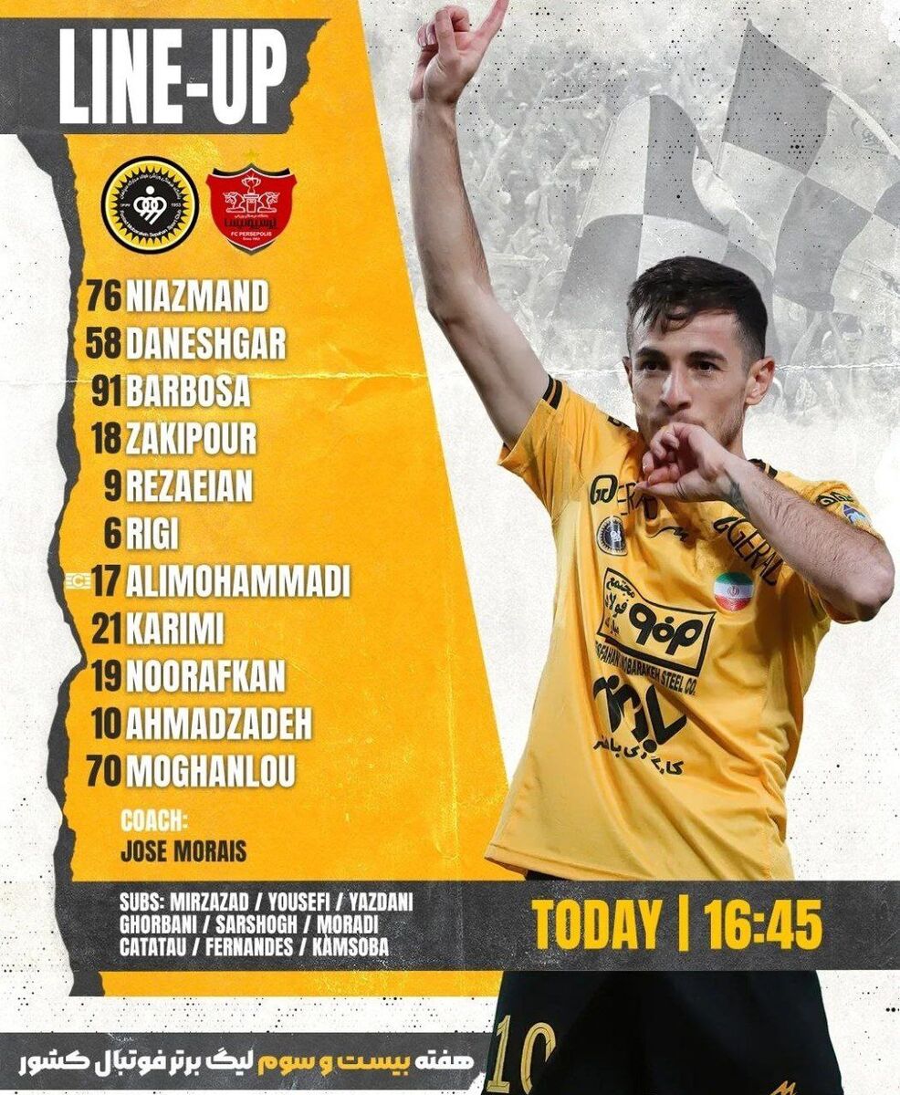 ترکیب سپاهان مقابل پرسپولیس مشخص شد/ پوستر معنادار زردپوشان برای دیدار بزرگ لیگ برتر