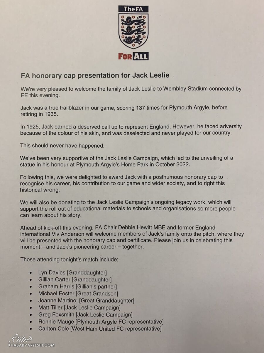 عکس| جایزه افتخاری اتحادیه فوتبال انگلیس به فوتبالیست سیاهپوست محروم