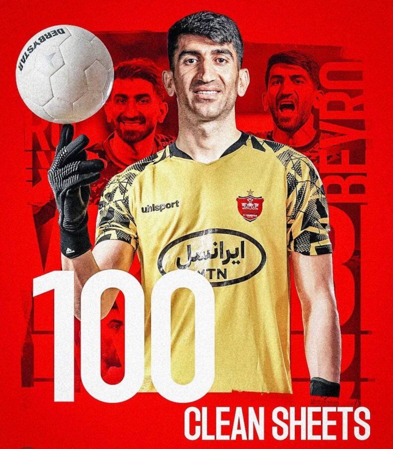 عکس| بیرانوند پوستر شد!/ واکنش خاص به ثبت یکصد کلینشیت با پیراهن پرسپولیس