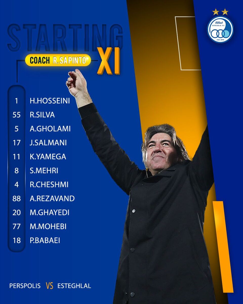 رونمایی از ترکیب استقلال در دربی/ خط آتش تیم ساپینتو مشخص شد