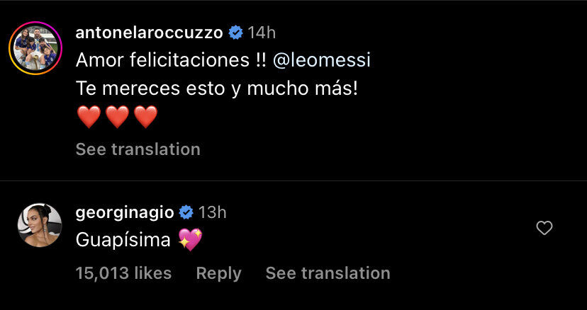 عکس| پیام عاشقانه جورجینا نامزد رونالدو به آنتونلا زن مسی با یک قلب صورتی