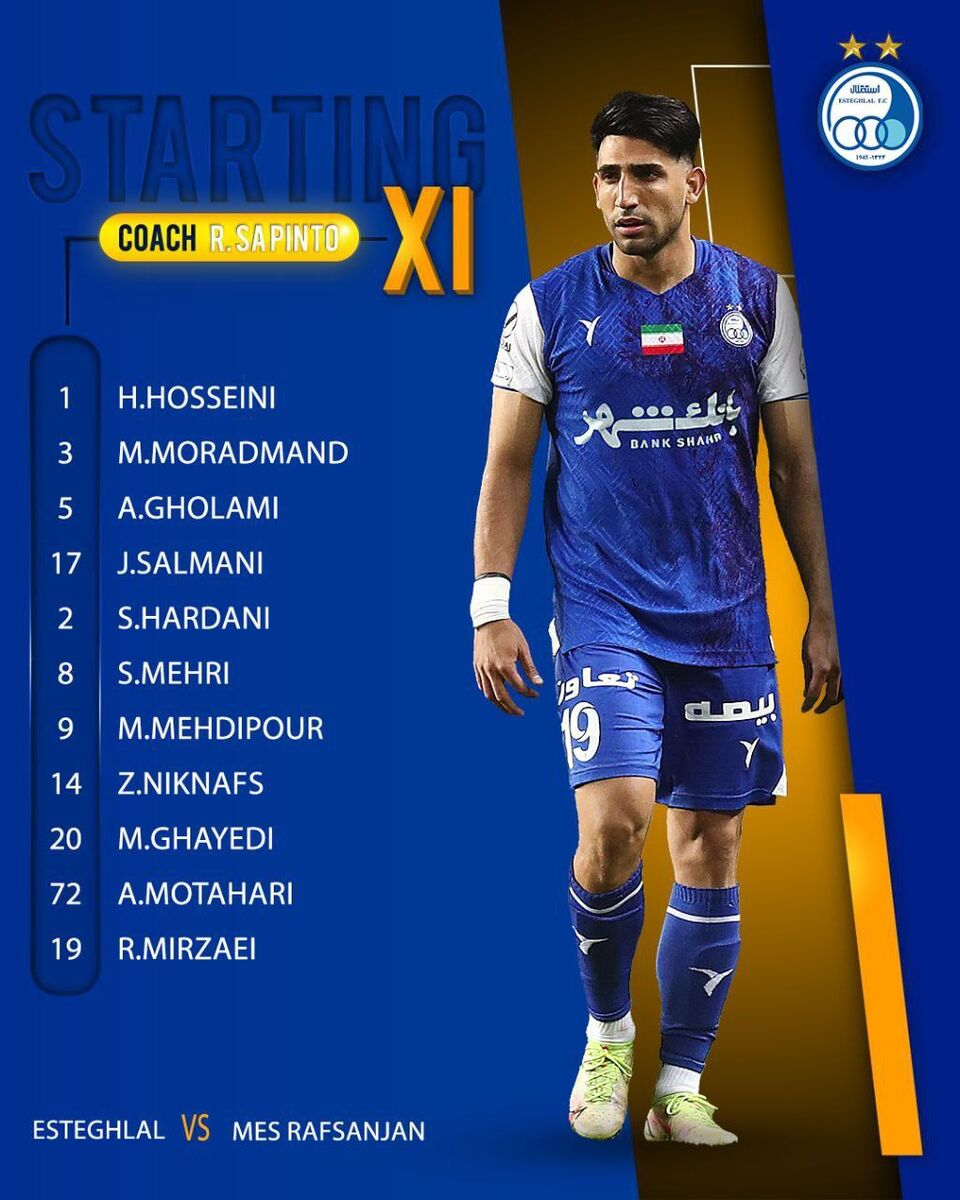 ترکیب استقلال مقابل مس رفسنجان/ تغییرات ساپینتو در تمام پستها و غیبت یک ستاره