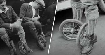 ویدیو| اولین نمونه اسکیت در جهان/ وقتی انسان روی دو چرخ کوچک سوار شد و حرکات نمایشی اجرا کرد!