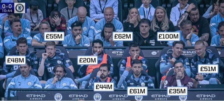 عکس| گرانترین نیمکت جهان را پپ تشکیل داد/ نزدیک به نیم میلیارد پوند قیمت این ذخیرههاست!