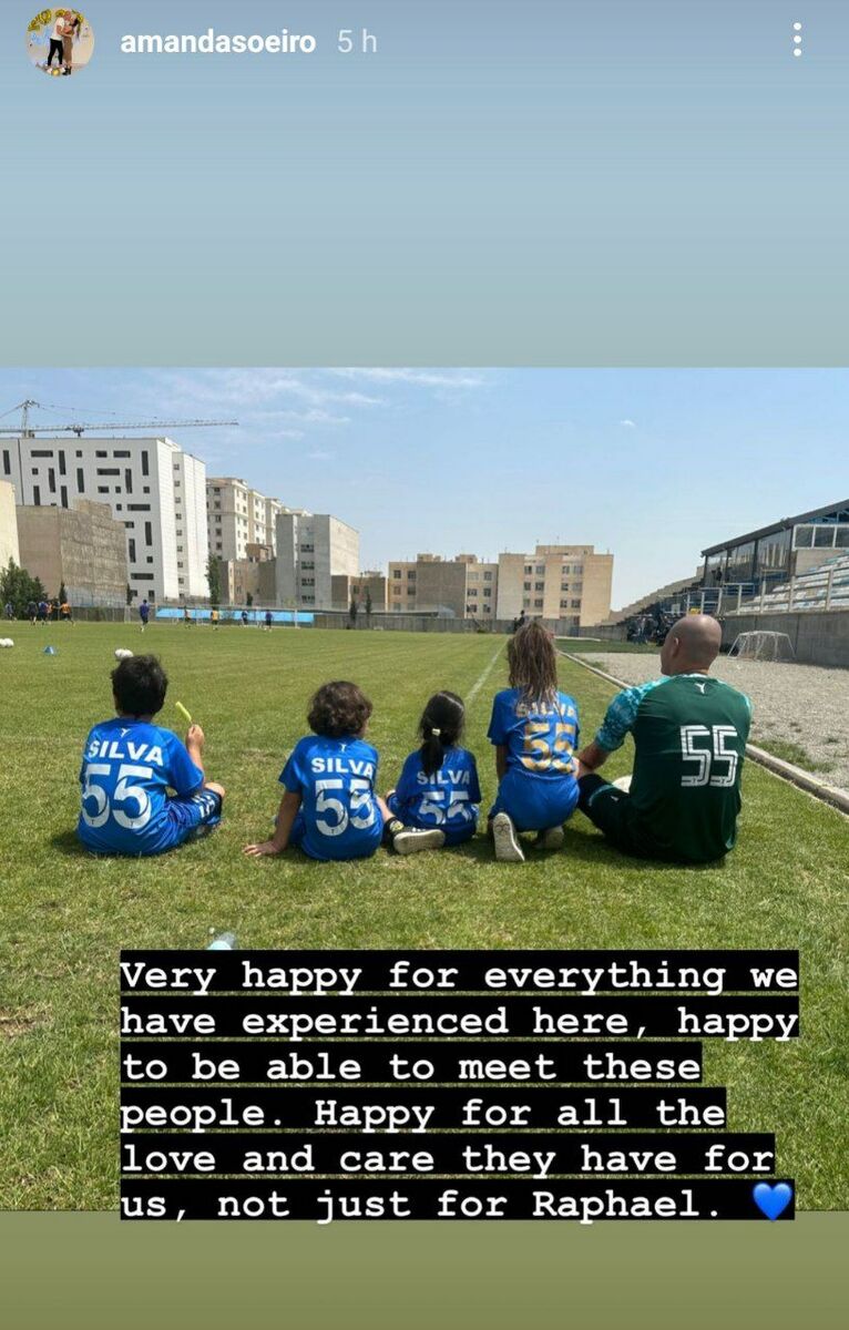 عکس| استوری جالب همسر مدافع استقلال/ ۲ دختر و ۲ پسر سیلوا در زمین چمین