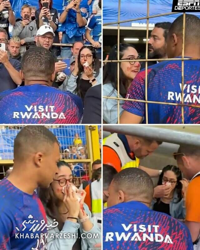 عکس| بلایی که امباپه بر سر یک دختر جوان آورد/ تماشاگر زن غرق در خون شد!