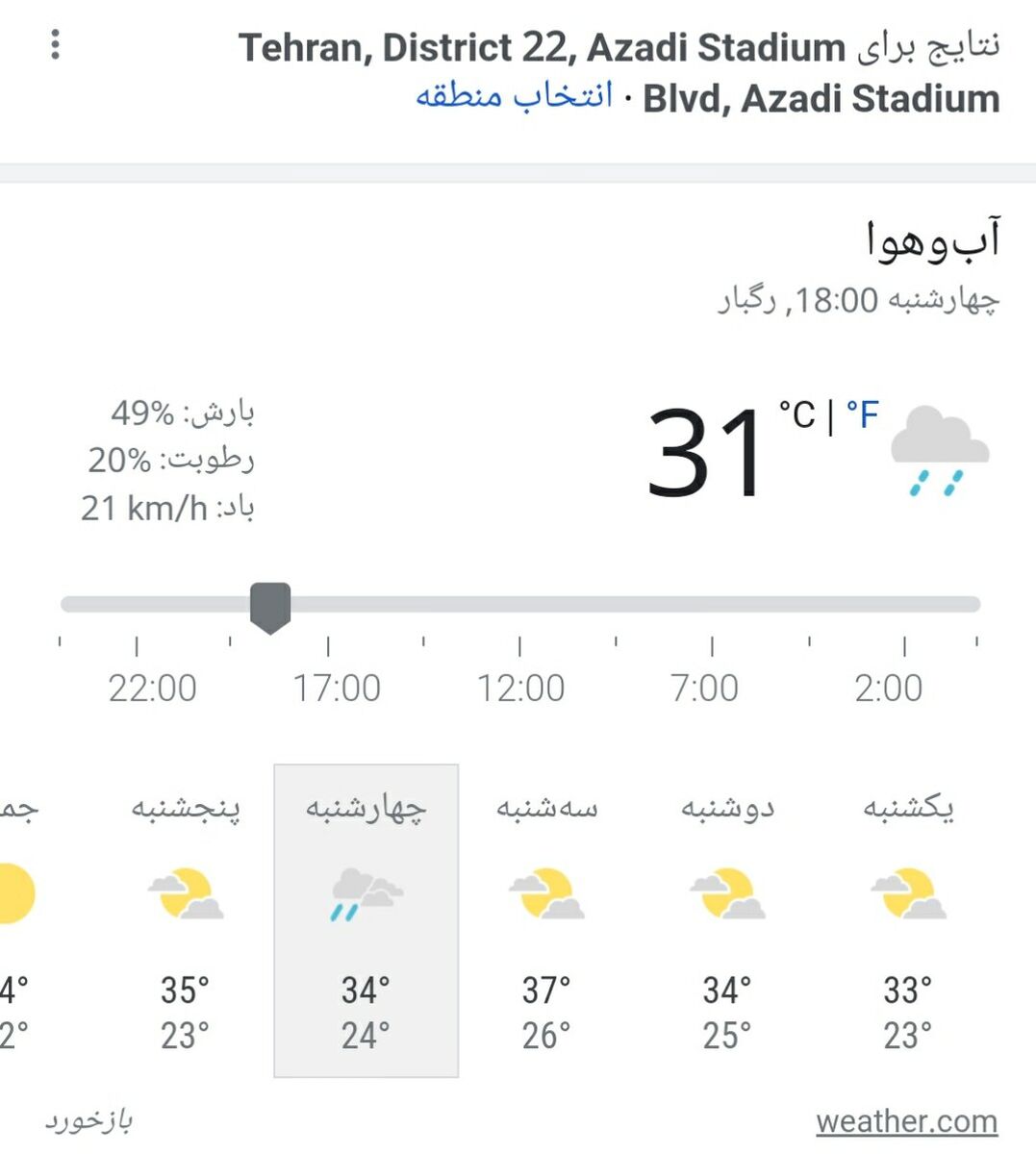 عکس| وضعیت آب و هوا در فینال جام حذفی/ باد و باران در دربی تهران