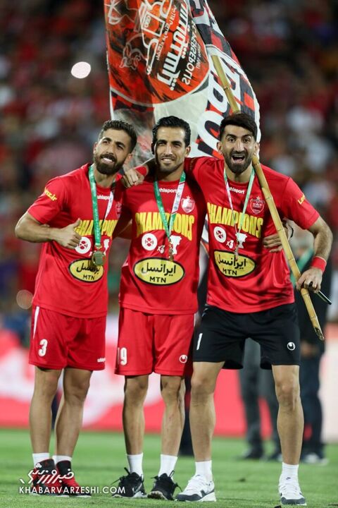 علیرضا بیرانوند، وحید امیری و فرشاد فرجی؛ جشن قهرمانی پرسپولیس در جام حذفی 1402-1401