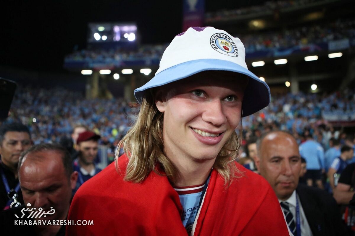 تصاویر جالب از بازیکنان سیتی و خانوادهشان در جشن قهرمانی لیگ قهرمانان اروپا/ از نقش پررنگ نامزد هالند تا بوسه دوباره پپ برای دخترش