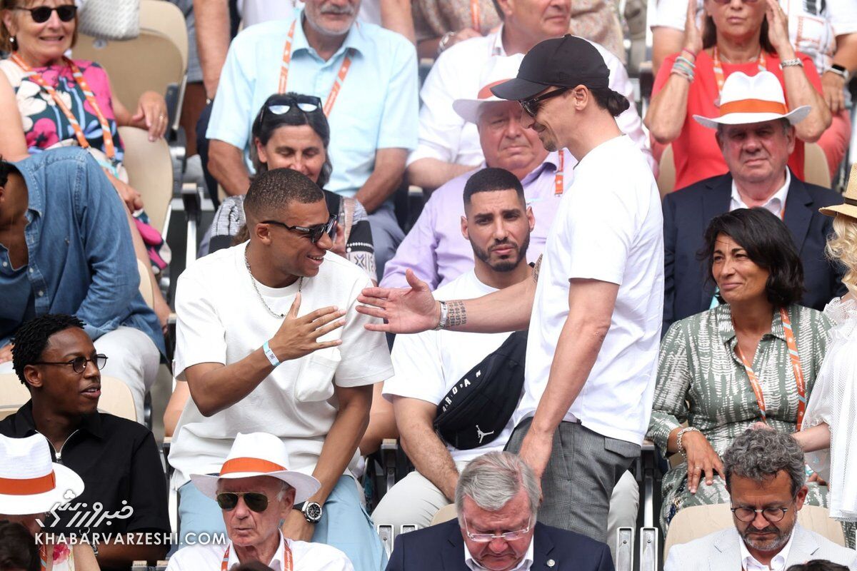 عکس| ایبراهیموویچ و امباپه کنار هم نشستند!/ دو چهره سرشناس فوتبال در فینال
