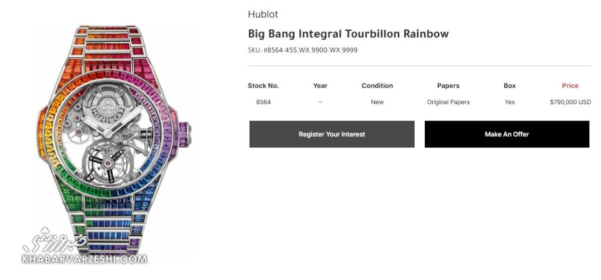 عکس| ساعت ۴۰ میلیاردی رونالدو با طرحی رنگینکمانی/ خاصترین ساعت دنیا در دستان CR7