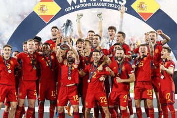 ویدیو| مراسم اهدای جام لیگ ملت‌های اروپا به اسپانیا
