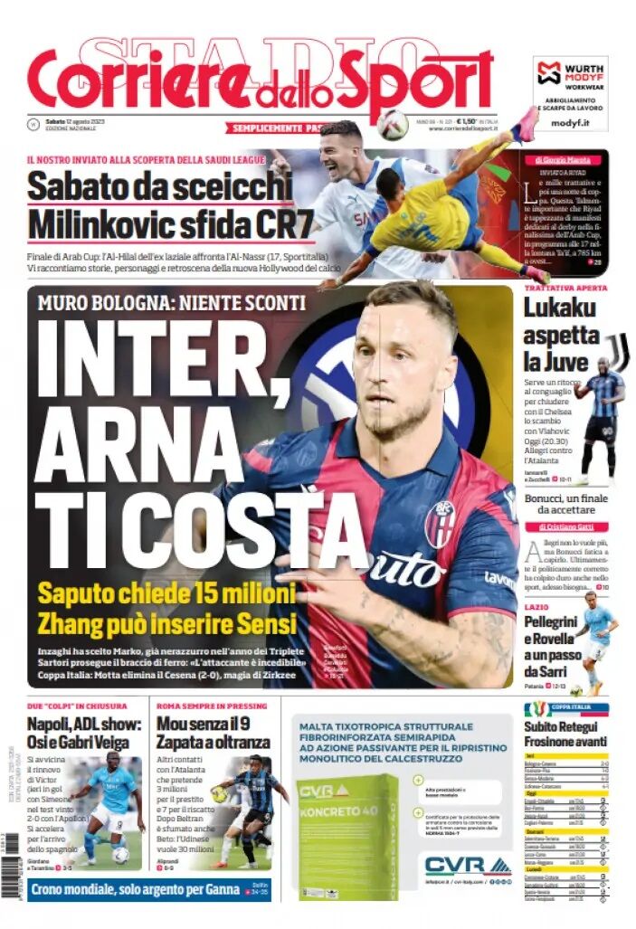 روزنامه کوریره| اینتر؛ آرنا برای شما هزینه خواهد داشت روزنامه کوریره| اینتر؛ آرنا برای شما هزینه خواهد داشت