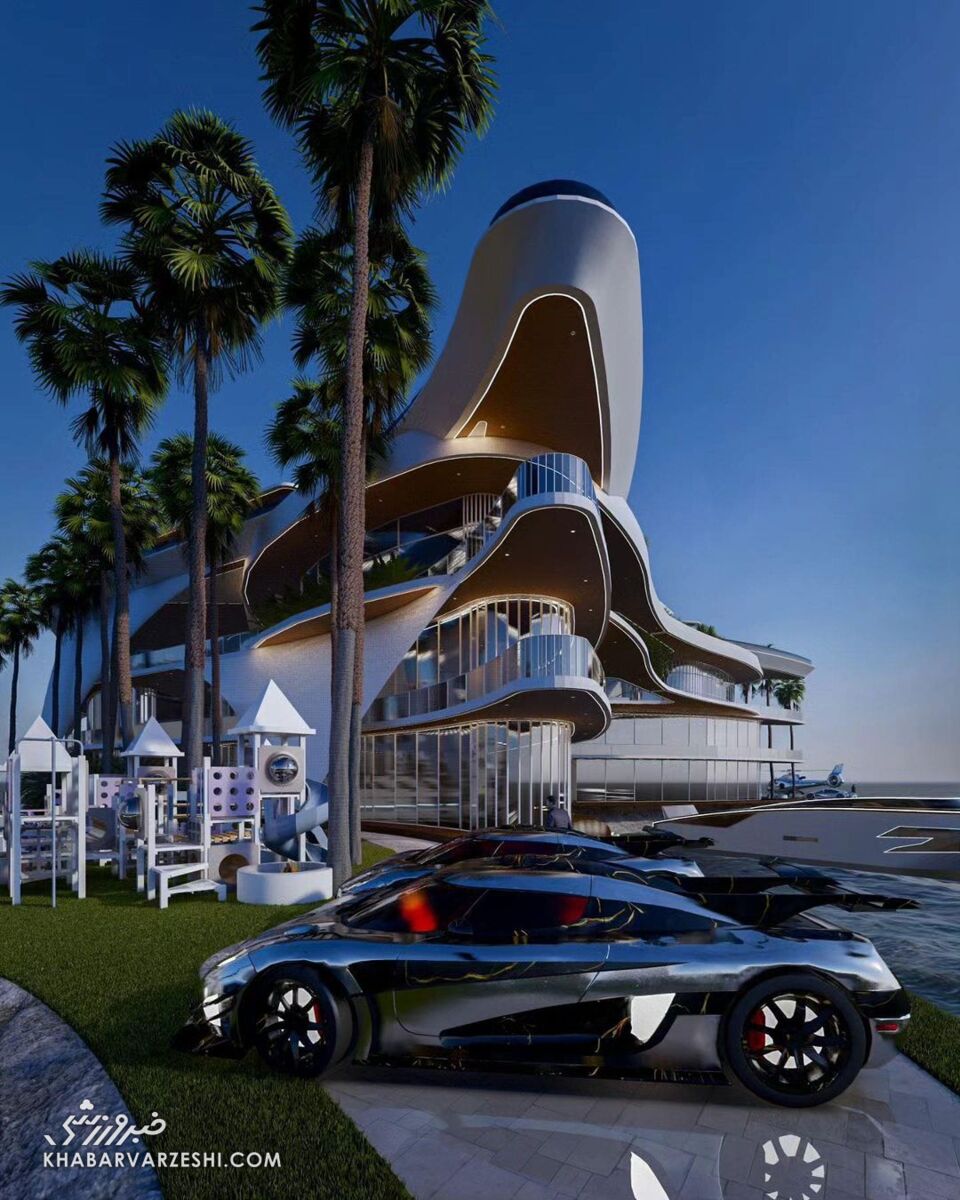 تصاویر و ویدیوهایی از طرح باورنکردنی عمارت لیونل مسی وسط اقیانوس با استفاده از حرف M/ پروژه ۱۰۰ میلیون دلاری فوقستاره آرژانتینی در آمریکا