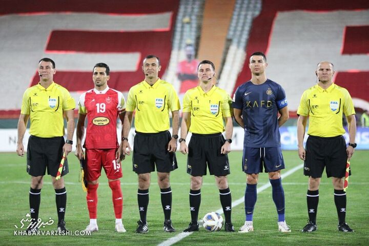 وحید امیری، کریستیانو رونالدو و ایلگیز تانتاشف (داور)؛ پرسپولیس - النصر