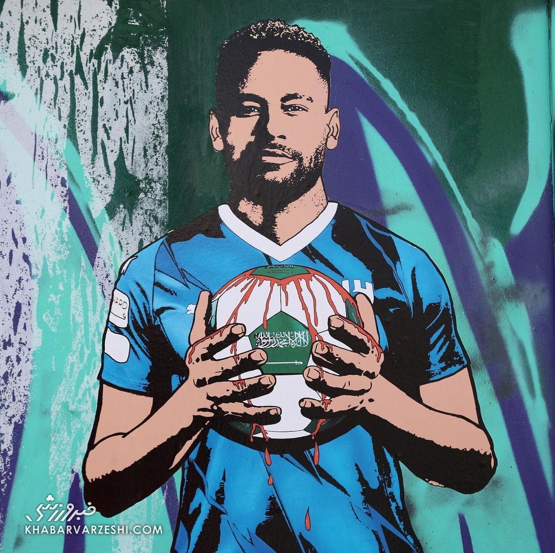 عکس| چکیدن خون از دستان رونالدو و بنسلمان/ هنرمند مشهور عربستانیها را رسوا کرد