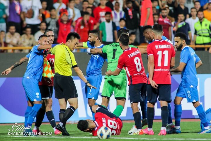 درگیری بازیکنان نساجی و الهلال؛ نساجی - الهلال