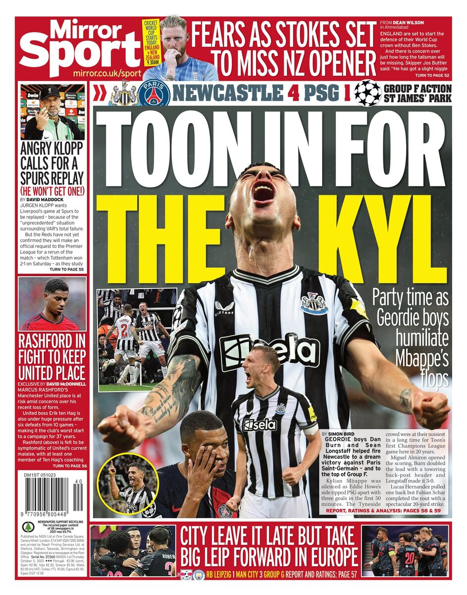 روزنامه میرر| نیوکاسل برای کُشتن وارد میشود روزنامه میرر| نیوکاسل برای کُشتن وارد میشود