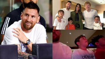 لیونل مسی و اد شیرن؛ ستاره‌های فوتبال و موسیقی در کنار هم/ آواز خواندن خانواده مسی را ببینید +ویدیو