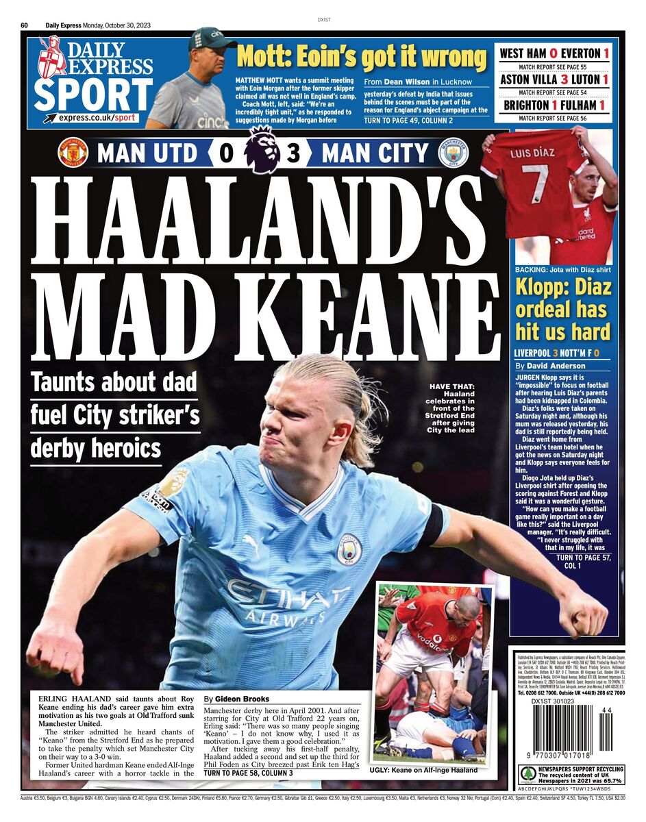 روزنامه اکسپرس| هالند، کین را دیوانه کرد روزنامه اکسپرس| هالند، کین را دیوانه کرد