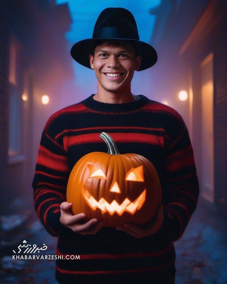عکس| مهدی طارمی قاتل سریالی شد/ تیپ متفاوت ستاره ایران در شب هالووین