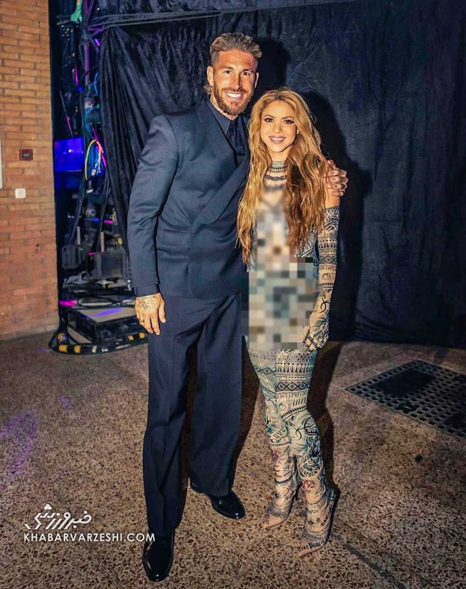 عکس دو نفره همسر سابق پیکه در کنار راموس/ لباس پُرنقش خواننده معروف سوژه شد!