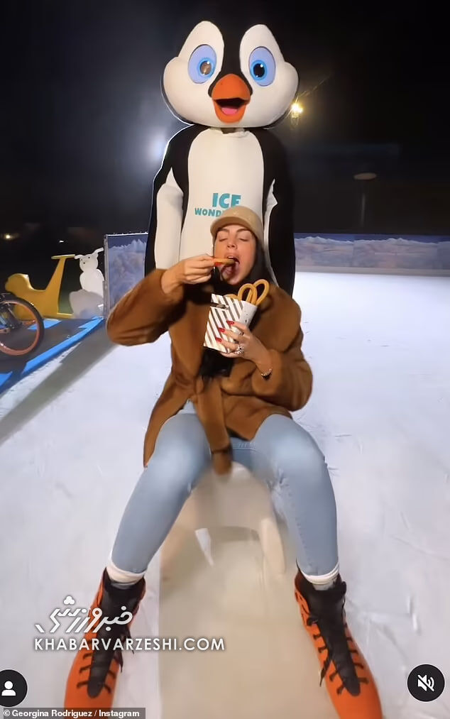 تصاویر| جورجینا یک پارک یخی باشکوه اجاره کرد/ هنرنمایی نامزد رونالدو با اسکیت +ویدیو