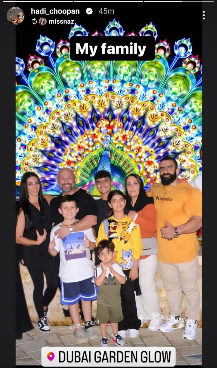عکس| خوش‌گذرانی هادی چوپان با خانواده در دبی/ دیدار همسر گرگ پارسی با هنی رامبد و فرزندانش