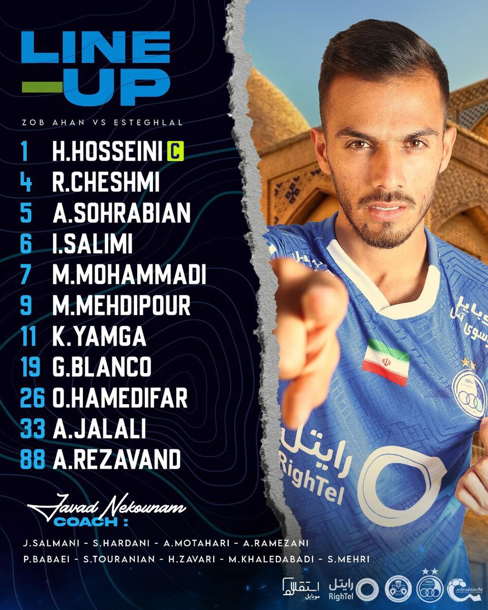 ترکیب استقلال مقابل ذوبآهن/ آرپیجیزن آرژانتینی در ترکیب نکونام