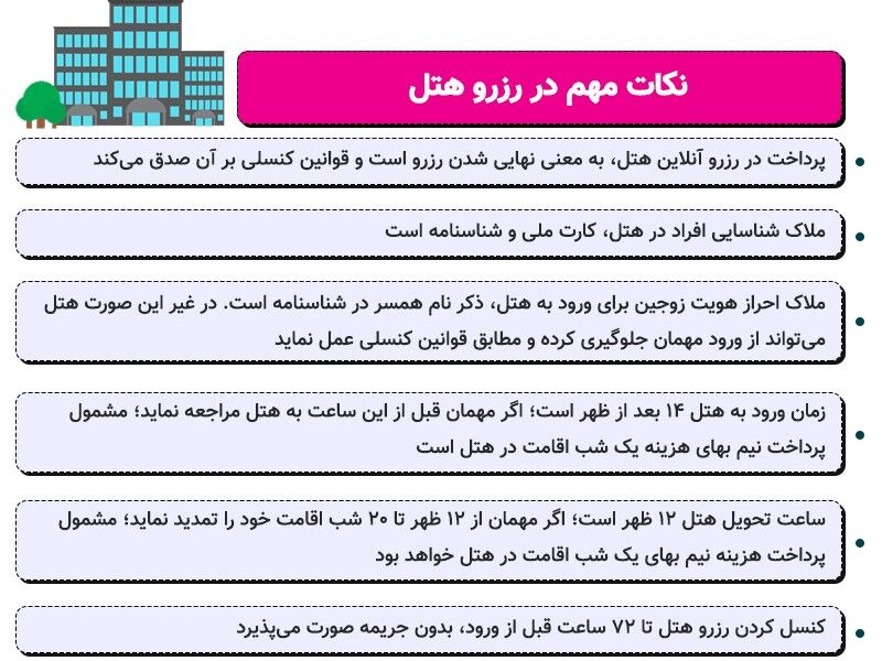 نکات مهم در رزرو هتل از قاصدک 24