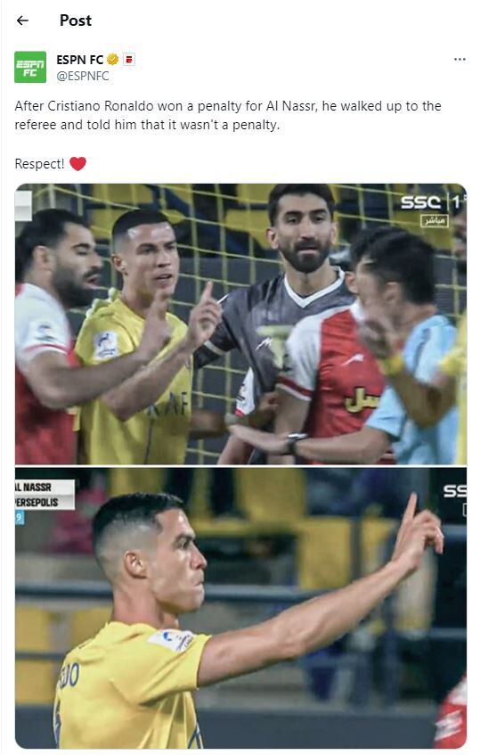 عکس| اقدام جوانمردانه رونالدو مقابل پرسپولیس جهانی شد