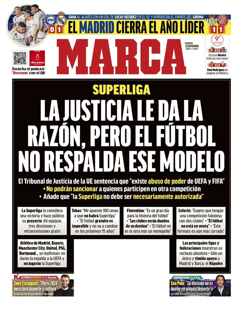 روزنامه مارکا| عدالت با او موافق است، اما فوتبال از آن حمایت نمی‌کند