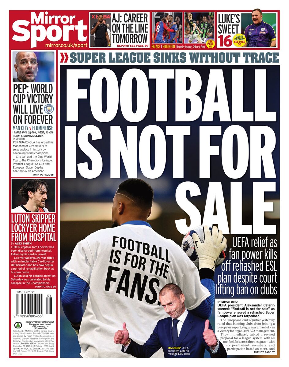 روزنامه میرر| فوتبال برای فروش نیست