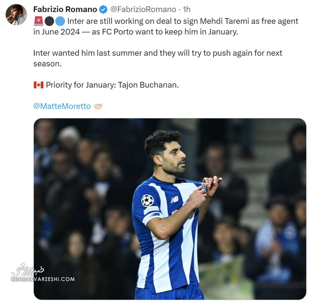 عکس| رومانو تیم جدید طارمی را لو داد!/ زمان جدایی مهاجم ایرانی از پورتو مشخص شد