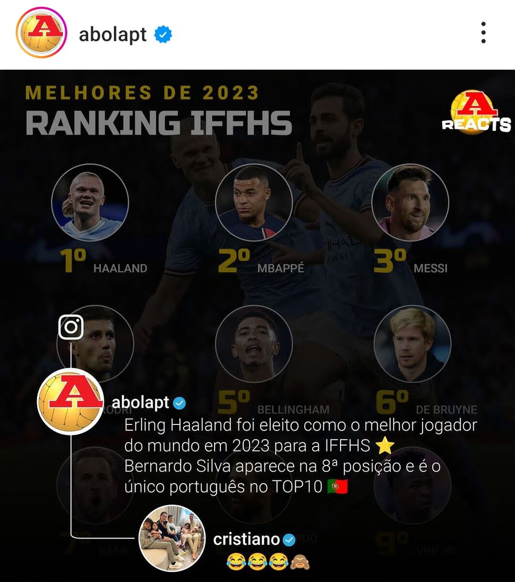 عکس| رونالدو باز هم به مسی طعنه زد!/ سه ایموجی خنده مورد توجه قرار گرفت