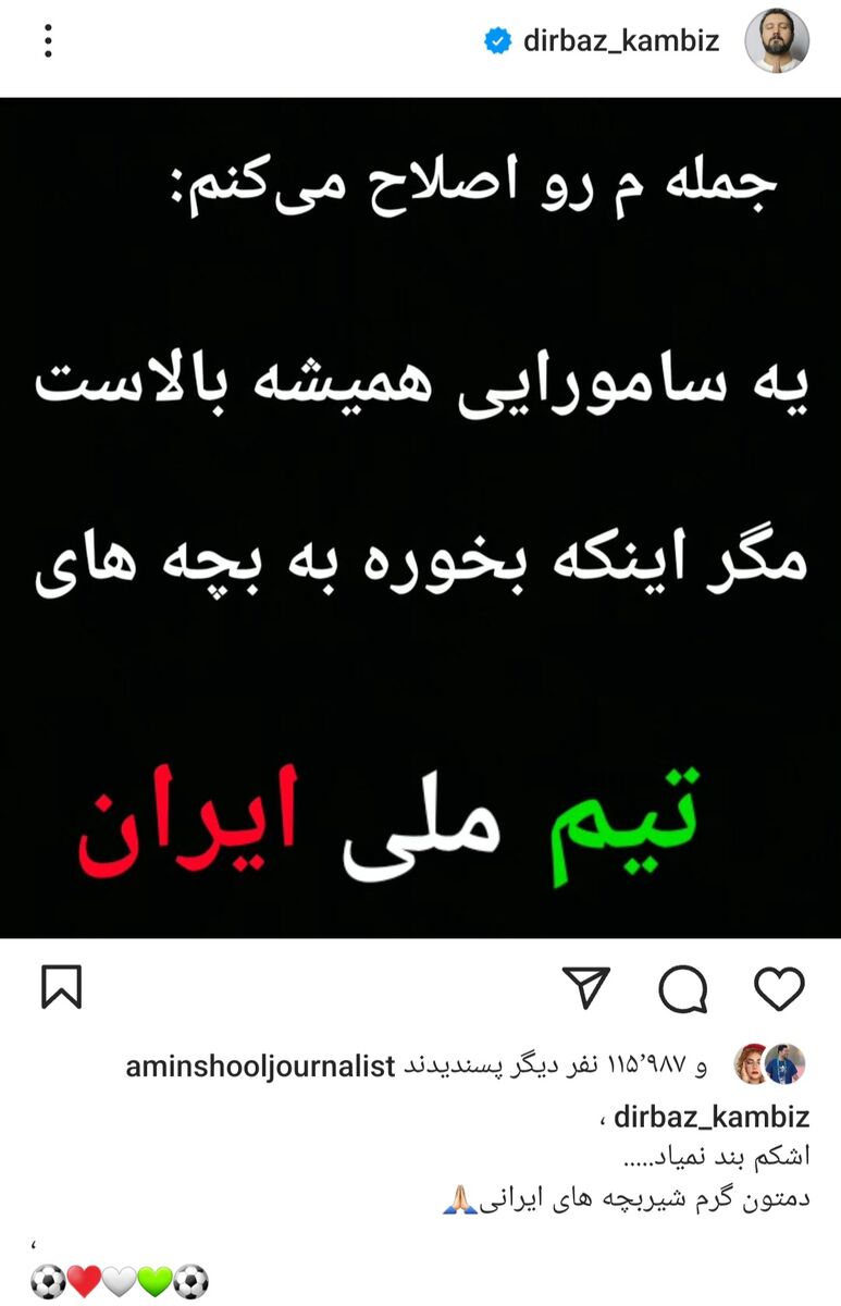 کنایه بازیگر پرسپولیسی به ژاپنیها/ کامبیز دیرباز: اشکم از پیروزی تیم ملی درآمد