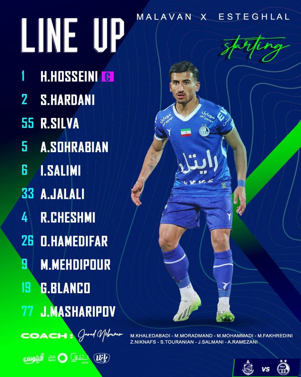 رونمایی از ترکیب استقلال مقابل ملوان/ بمب نکونام فیکس شد