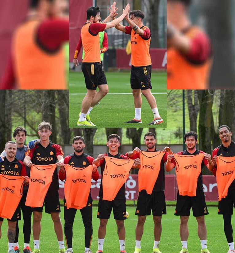 عکس| همدستی آزمون و دیبالا در تمرین رم/ سردار و ستاره آرژانتینی ژست گرفتند