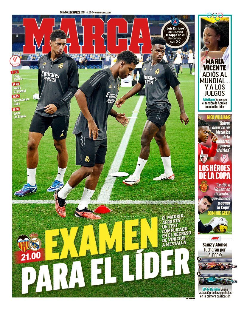 روزنامه مارکا| امتحانی برای صدرنشین روزنامه مارکا| امتحانی برای صدرنشین