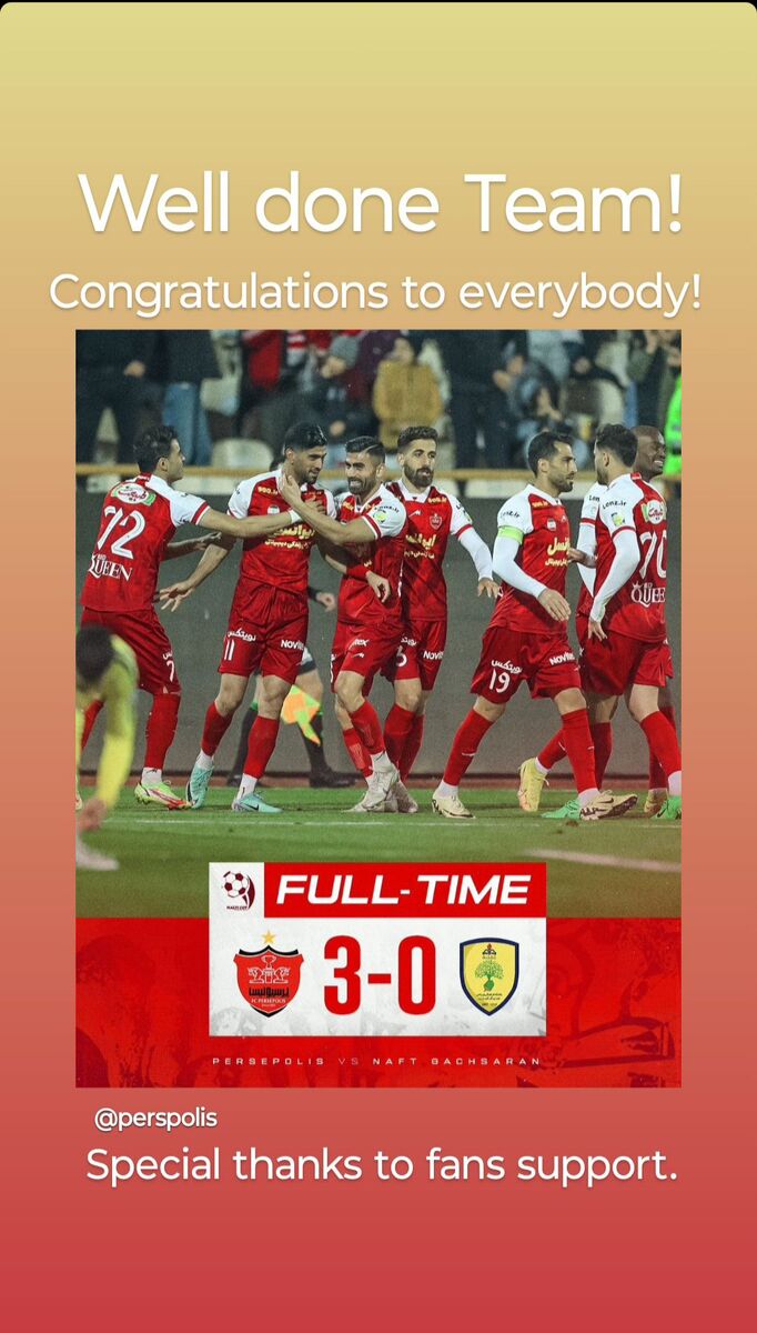 عکس| استوری اوسمار ویرا پس از صعود پرسپولیس