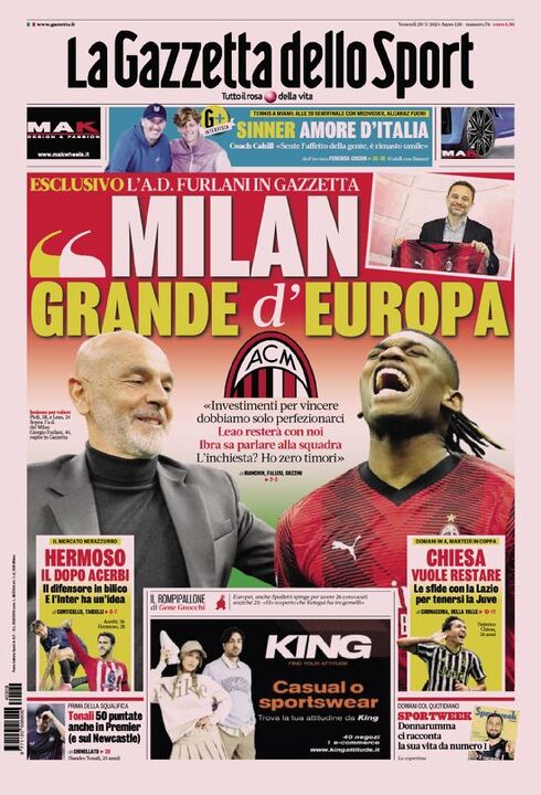 روزنامه گاتزتا| میلان، بزرگ اروپا