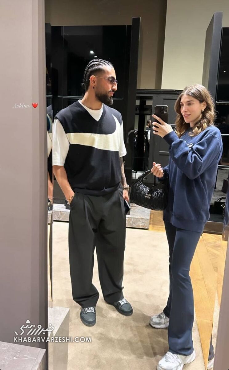 عکس| مدل موی عجیب ستاره استقلالی در کنار همسرش خارجیاش