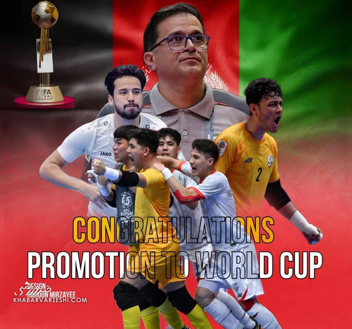 عکس| یک ایرانی روی پوستر افغانستان پس از صعود به جام جهانی