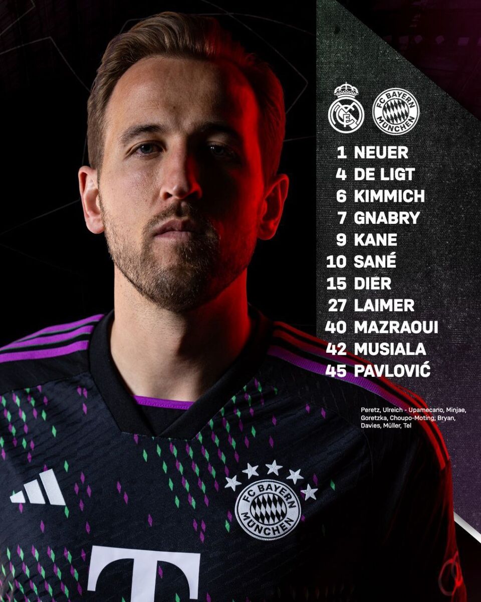 عکس| رونمایی از ترکیب بایرن مونیخ مقابل رئال مادرید