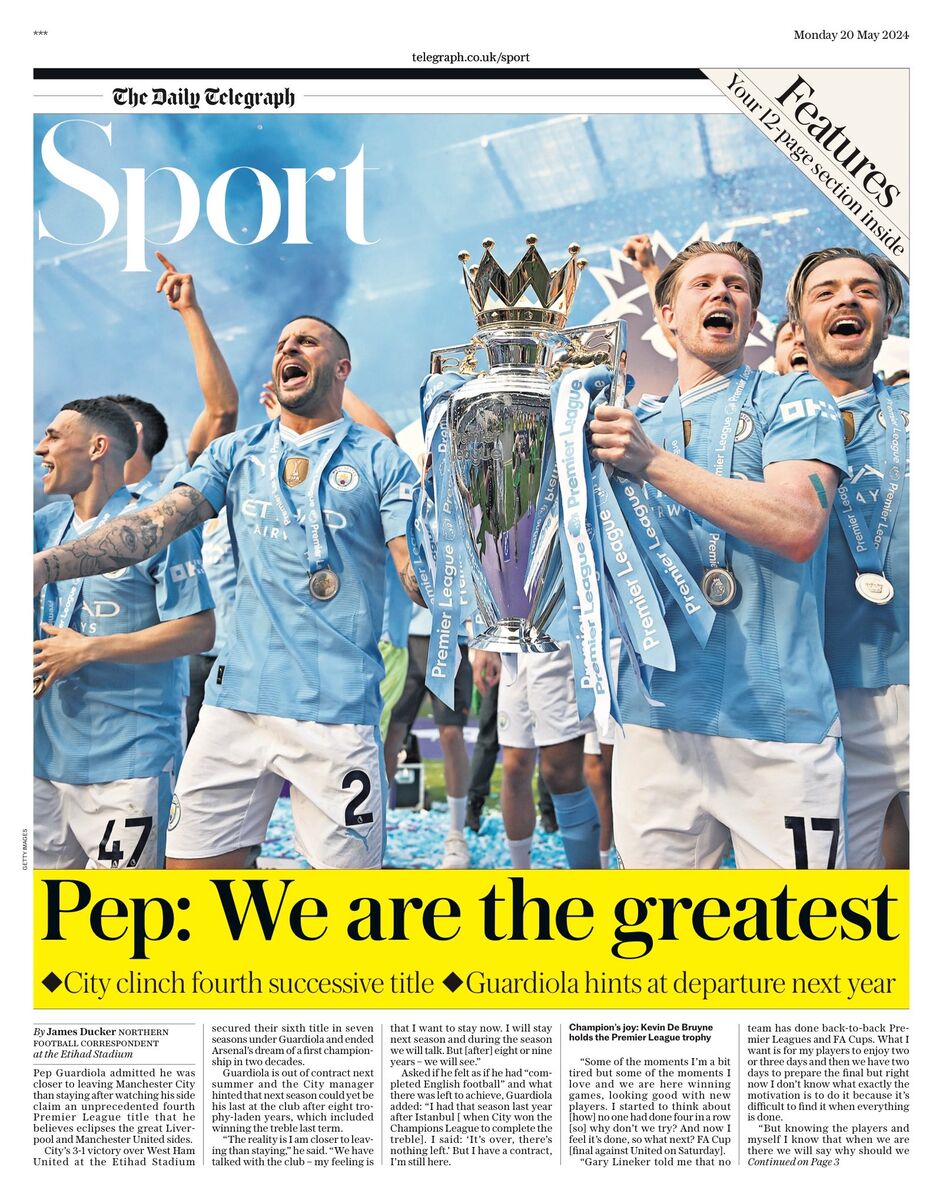 روزنامه تلگراف| پپ: ما بهترین هستیم روزنامه تلگراف| پپ: ما بهترین هستیم