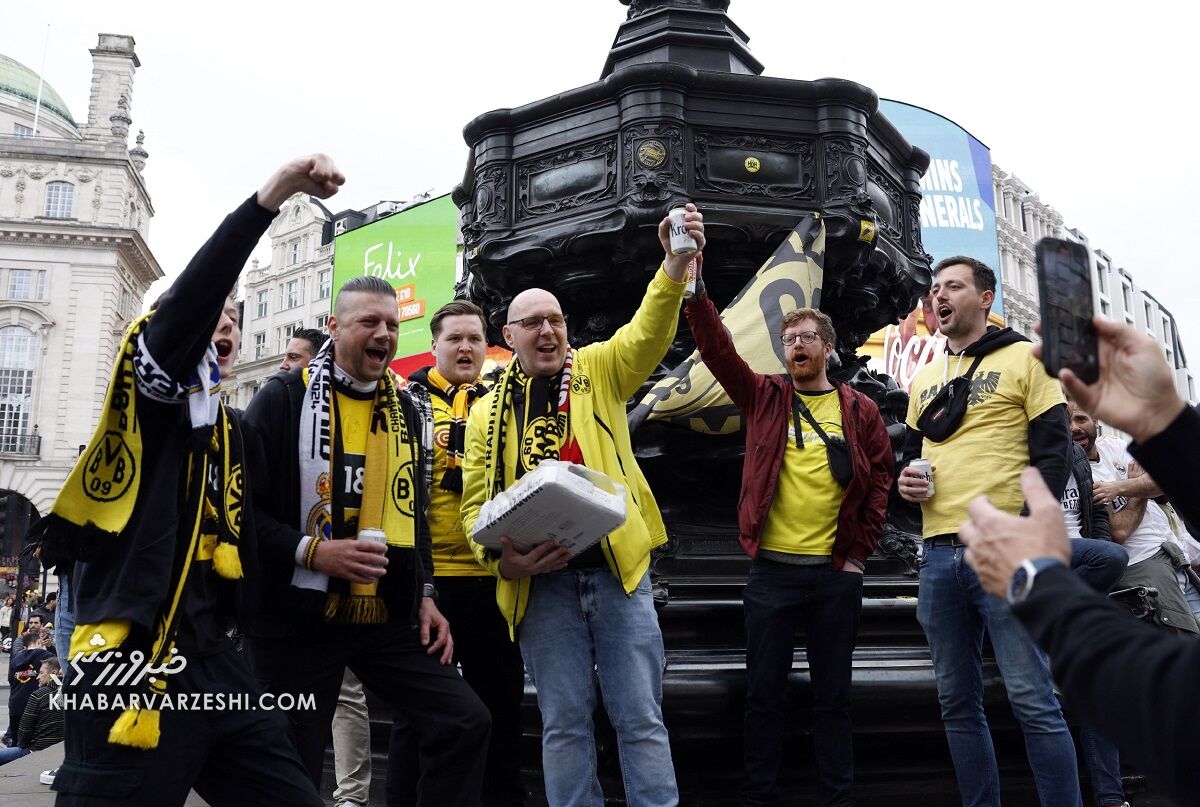 اطراف ومبلی چه خبر است؟ حال و هوای هواداران دورتموند و رئالمادرید در خیابانهای لندن +تصاویر