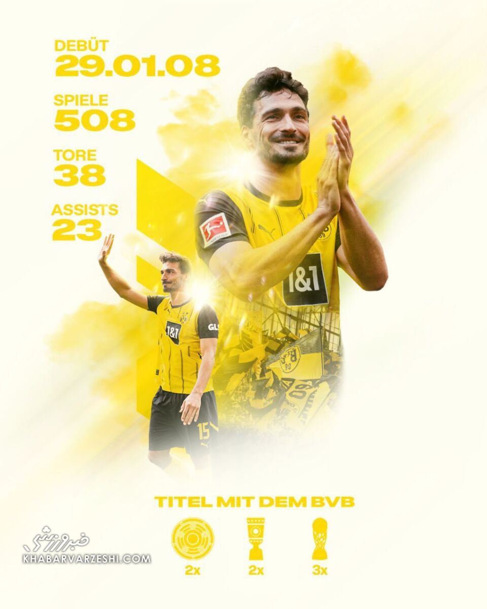 خداحافظی متس هوملس با دورتموند/ وداع با ۷ جام و بیش از ۵۰۰ بازی