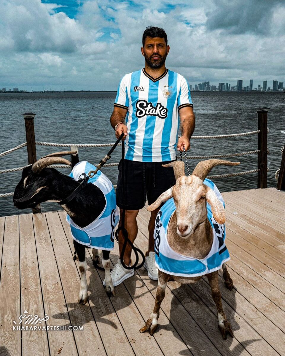 تصاویر| استقبال ویژه سرخیو آگوئرو از مسی و تیم ملی آرژانتین با چند بُز!