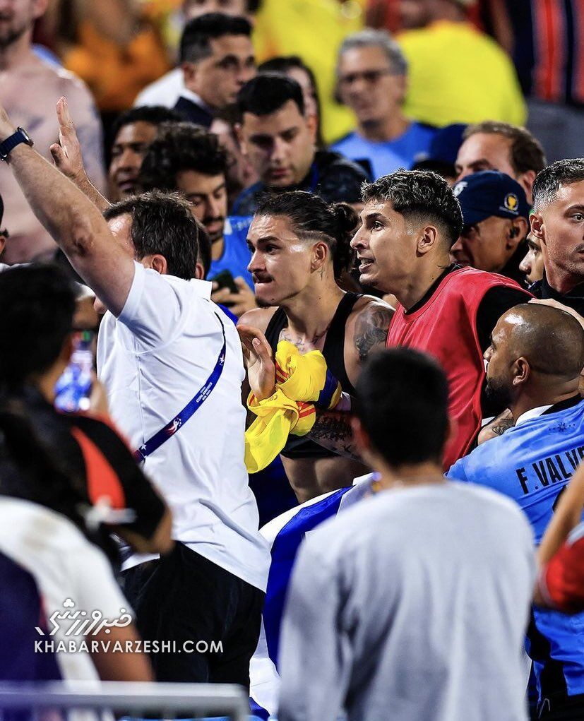 درگیری ستاره‌های اروگوئه با هواداران روی سکوها/ علت این اتفاق چه بود؟ +تصاویر