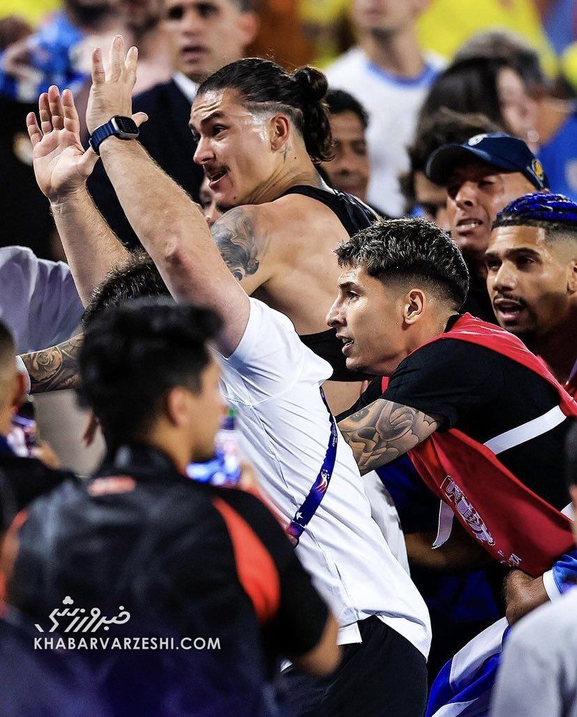 درگیری ستارههای اروگوئه با هواداران روی سکوها/ علت این اتفاق چه بود؟ +تصاویر